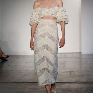 NWT Zimmermann Painted Heart Chevron Linen Skirt 0